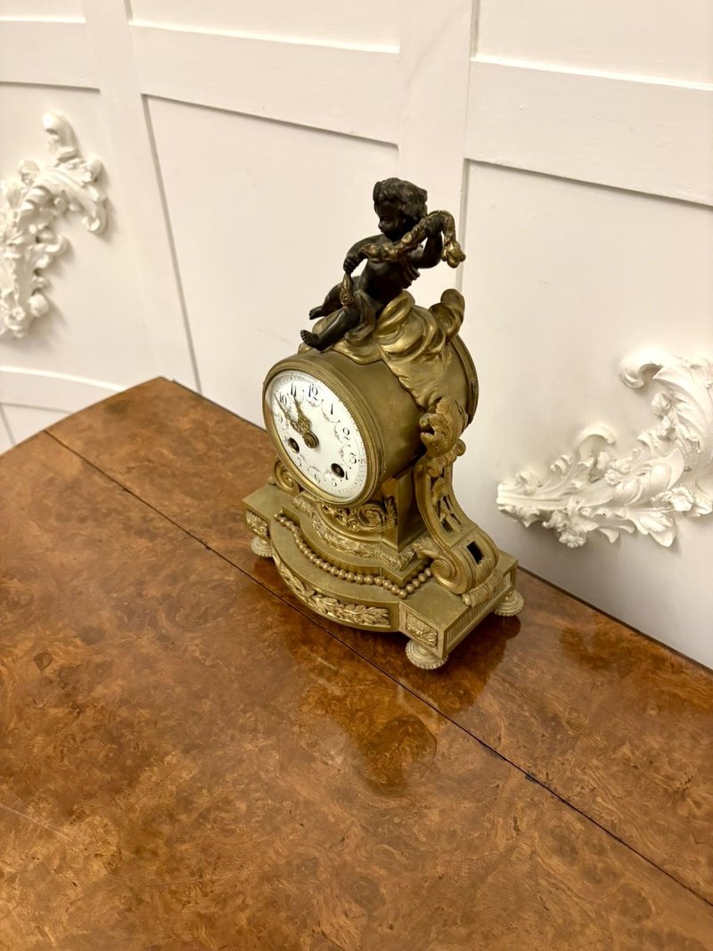 Antique Victorian French Quality Ornate Ormolu and Bronze Mantle Clock - Image 5